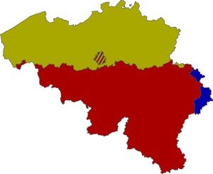 Die Sprachengrenzen in Belgien, wie sie 1963 per Gesetz festgelegt wurden. Foto: Wikipedia