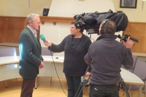 BRF-TV beim Interview mit dem Eupener Schöffen Arthur Genten. Foto: OD