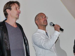 Produzent Ralf Husmann (links) und Stromberg-Darsteller Christoph Maria Herbst am Sonntag in Aachen. Foto: OD