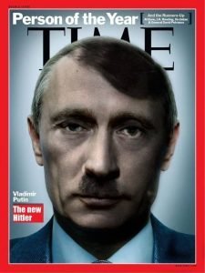 Diese Fotomontage zeigt Russlands Präsident Wladimir Putin mit Hitlerfrisur und Hitlerbart. Foto: community.us.playstation.com