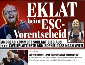 Die Schlagzeige der "Bild"-Zeitung nach dem Eklat beim deutschen Vorentscheid für den ESC.