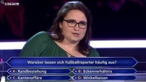 Die verunsicherte Kandidatin in der Sendung "Wer wird Millionär?" bei der 300-Euro-Frage. Foto: Screenshot RTL
