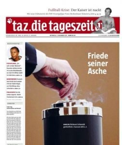 Die "taz" hatte wohl die originellste Titelseite zum Tode von Ex-Kanzler Helmut Schmidt.