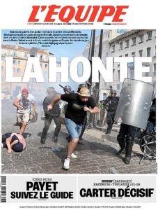 Die Titelseite der französischen Sportzeitung "L'Equipe" von diesem Sonntag.