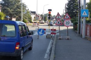 Die mobile Ampel auf der Aachener Straße in Eupen. Foto: OD